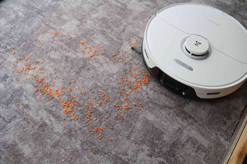 Vacuuming lentils on short pile carpet